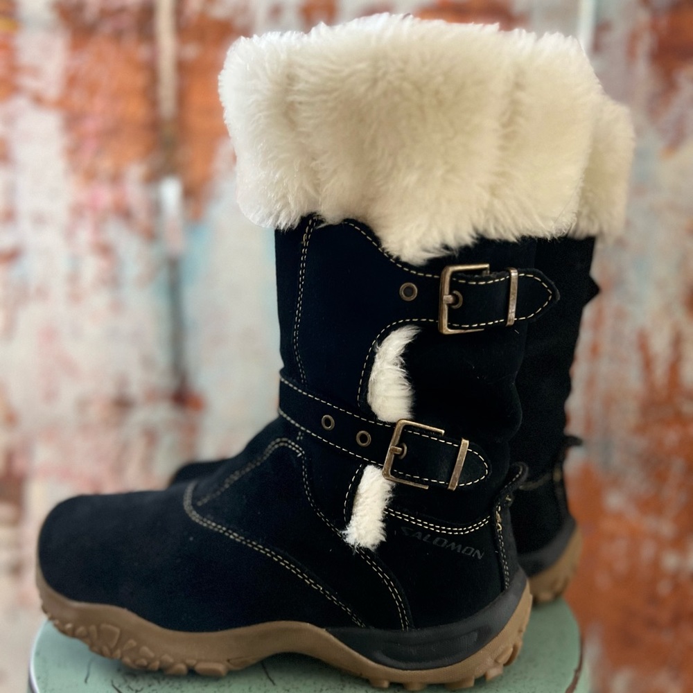 NWOT! Solomon "Lahasa" tall boots with faux fur and fleece lining. Warm + CUTE!!